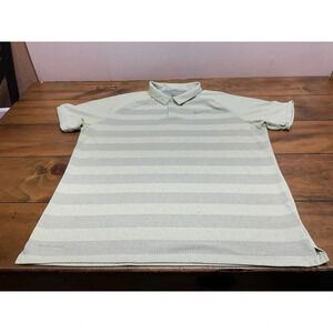 Nike Golf Zonal Cooling Men's Large Green Striped Short Sleeve Golf Polo Shirt